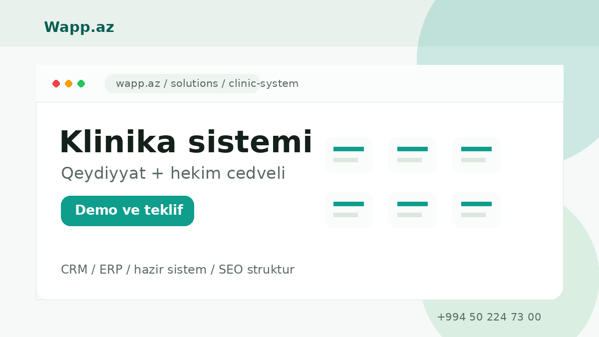 Klinika qeydiyyat sistemi - Wapp.az xidməti
